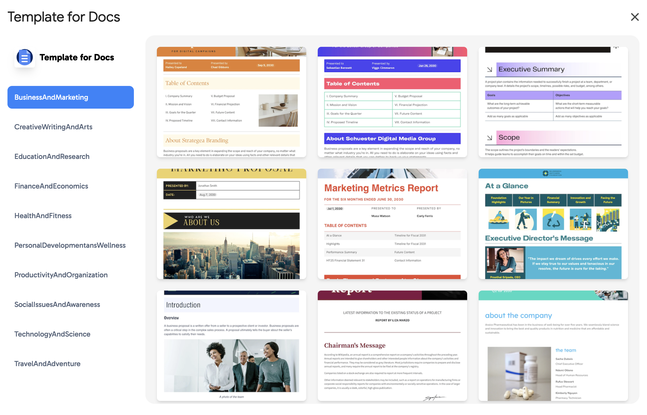 Template for docs addon